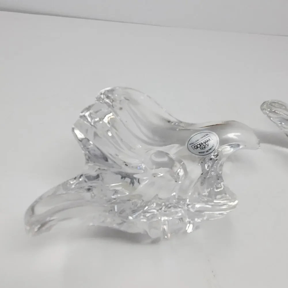 Gorham Full Lead Crystal Candlestick Holder Love Bird Dove West Germany